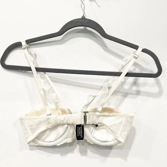 NEW Victoria’s Secret Ruffle Lace very Sexy Balconet Bra Ivory Crochet 32C - Picture 3 of 7